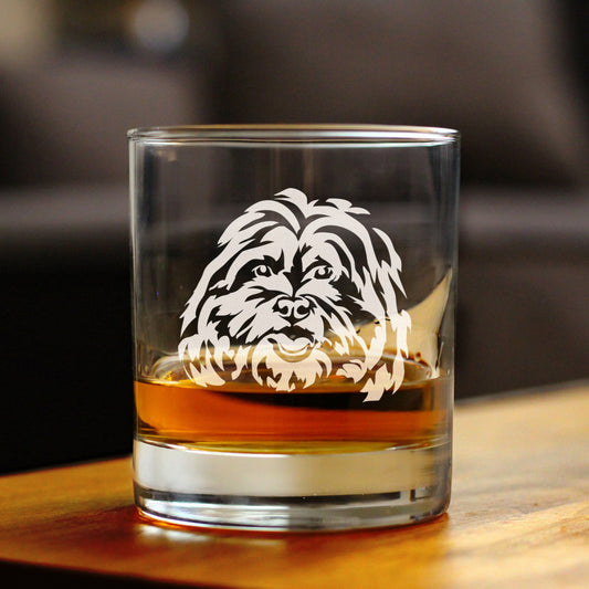 Shih Tzu Face Whiskey Rocks Glass - Unique Dog Themed Decor and Gifts for Moms & Dads of Shih Tzus - 10.25 Oz