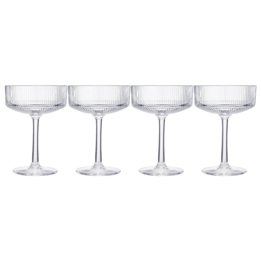 Barcelona Acrylic Champagne Coupe Cocktail Glassware, Set of 4