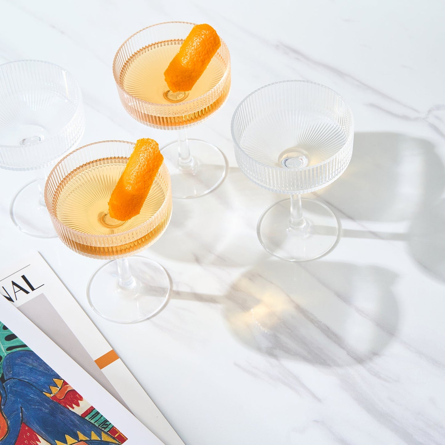 Barcelona Acrylic Champagne Coupe Cocktail Glassware, Set of 4