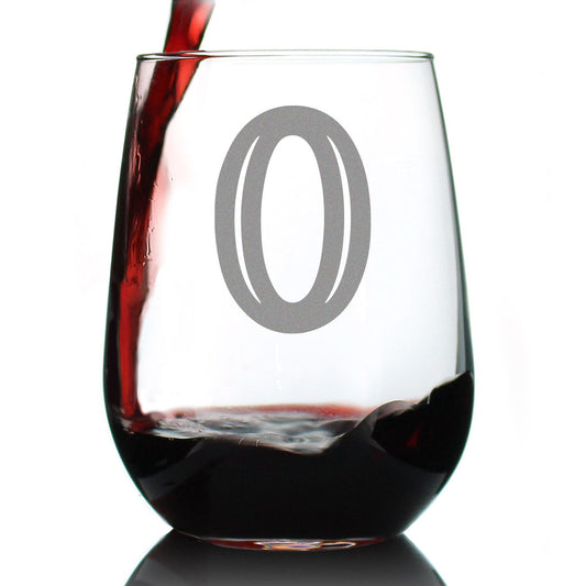 Monogram Bold Letter O - Stemless Wine Glass - Personalized Gifts for Women and Men - Large Engraved Glasses