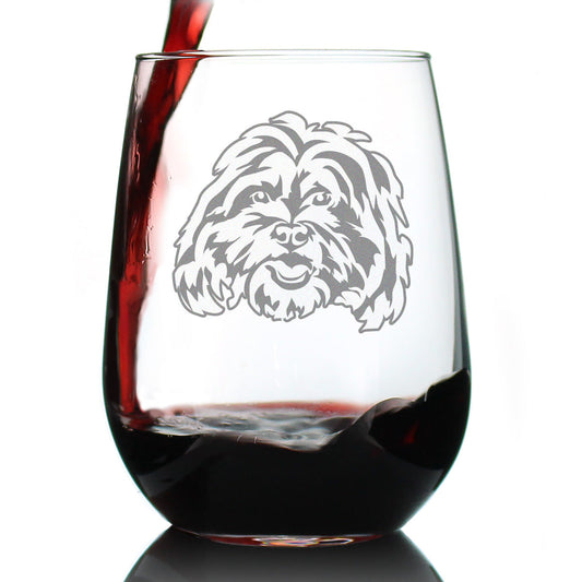 Shih Tzu Face Stemless Wine Glass - Cute Dog Themed Decor and Gifts for Moms & Dads of Shih Tzus - Large 17 Oz