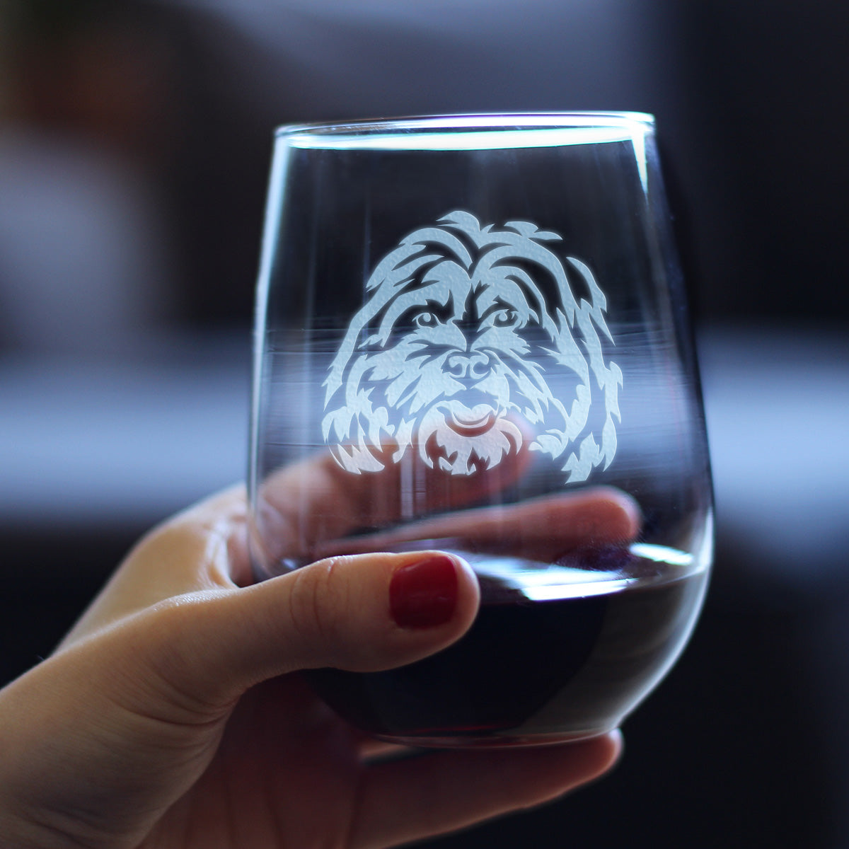 Shih Tzu Face Stemless Wine Glass - Cute Dog Themed Decor and Gifts for Moms & Dads of Shih Tzus - Large 17 Oz