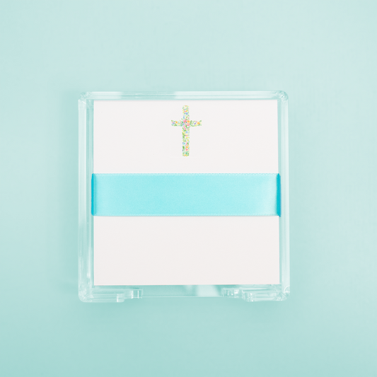 Floral Cross Square Desk Set