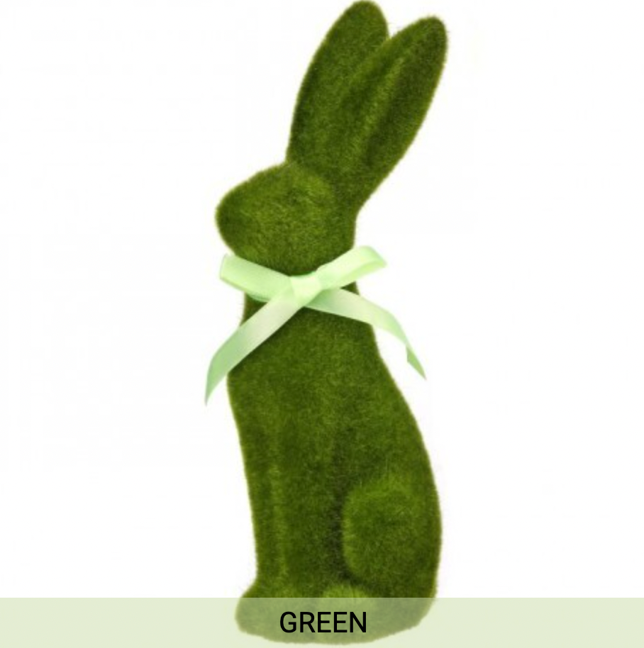 TERRACOTTA FLOCKED BUNNY 9.25" - GREEN
