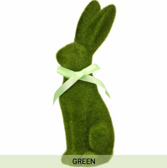 TERRACOTTA FLOCKED BUNNY 9.25" - GREEN
