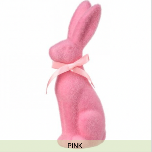 TERRACOTTA FLOCKED BUNNY 9.25" - PINK