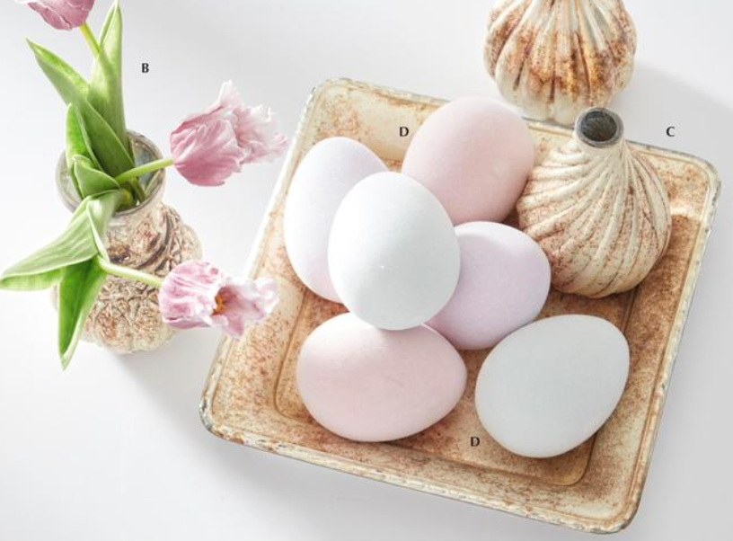 3.25" Resin Pastel Flocked Eggs (3 Colors) - SET OF 3