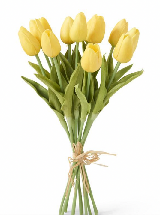 13" Yellow Real Touch Mini Tulip Bundle (12 Stems)