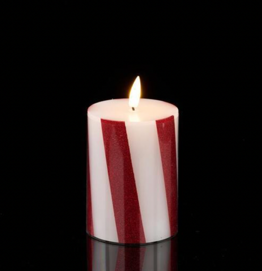 Candy Cane Lane - 4"H FLAMELESS CANDY CANE CANDLE RED/WHITE LED