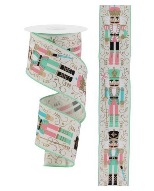 Santa's Sweet Shoppe Collection - 2.5" X 10YD NUTCRACKERS MINT RIBBON