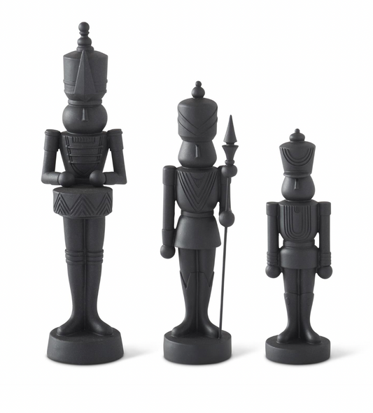 ROYAL COURT - Set of 3 Matte Black Nutcracker Soldiers