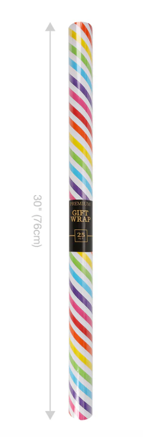 Colorful, Diagonal Striped Wrapping Paper Roll 30" x 10'