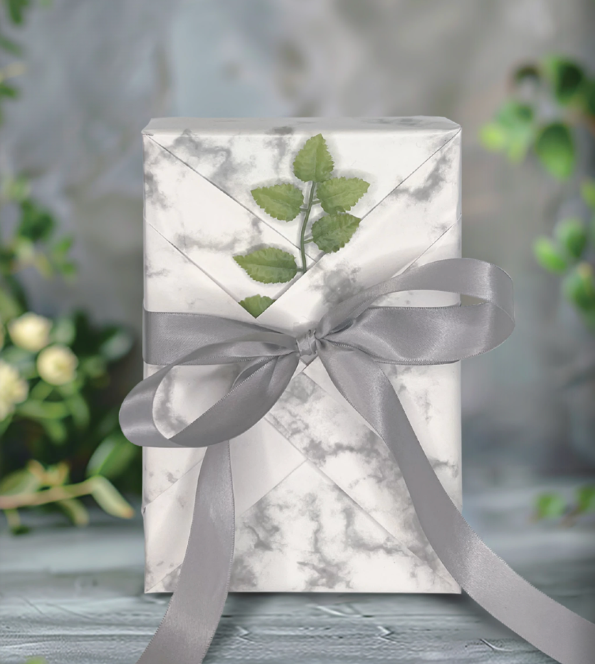 White Marble Wrapping Paper Roll 30" x 10'