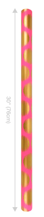Pink with Metallic Gold Design Wrapping Paper Roll 30" x 10'