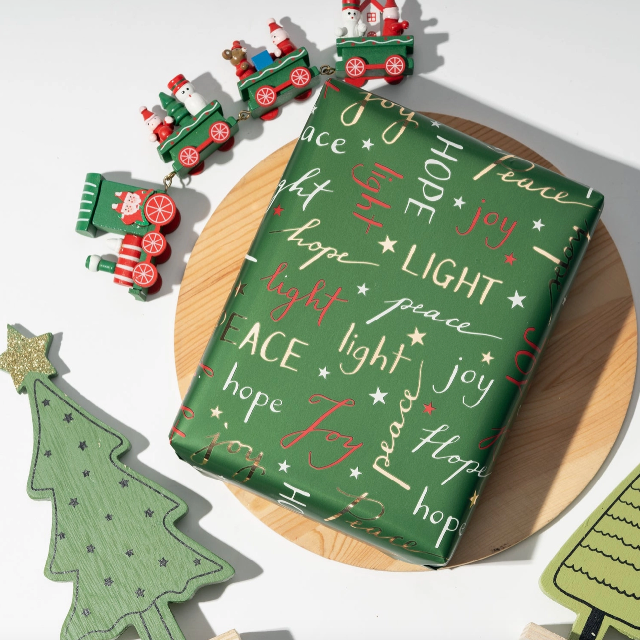 Sentiments of the Season - Christmas Wrapping Paper Roll 30" x 10'