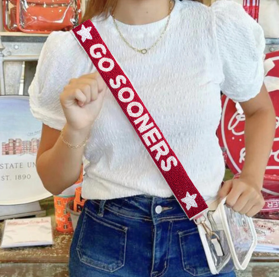 Oklahoma Sooners Beaded Purse Strap | Sooners Game Day Bag Strap