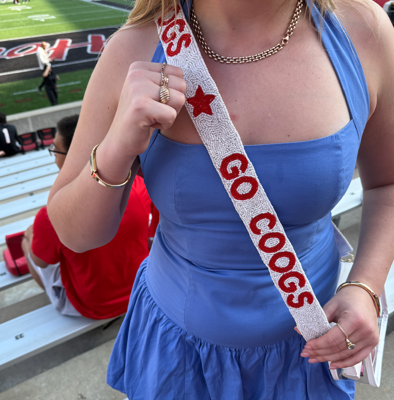 University of Houston White Beaded Purse Strap | Coogs Bag Strap