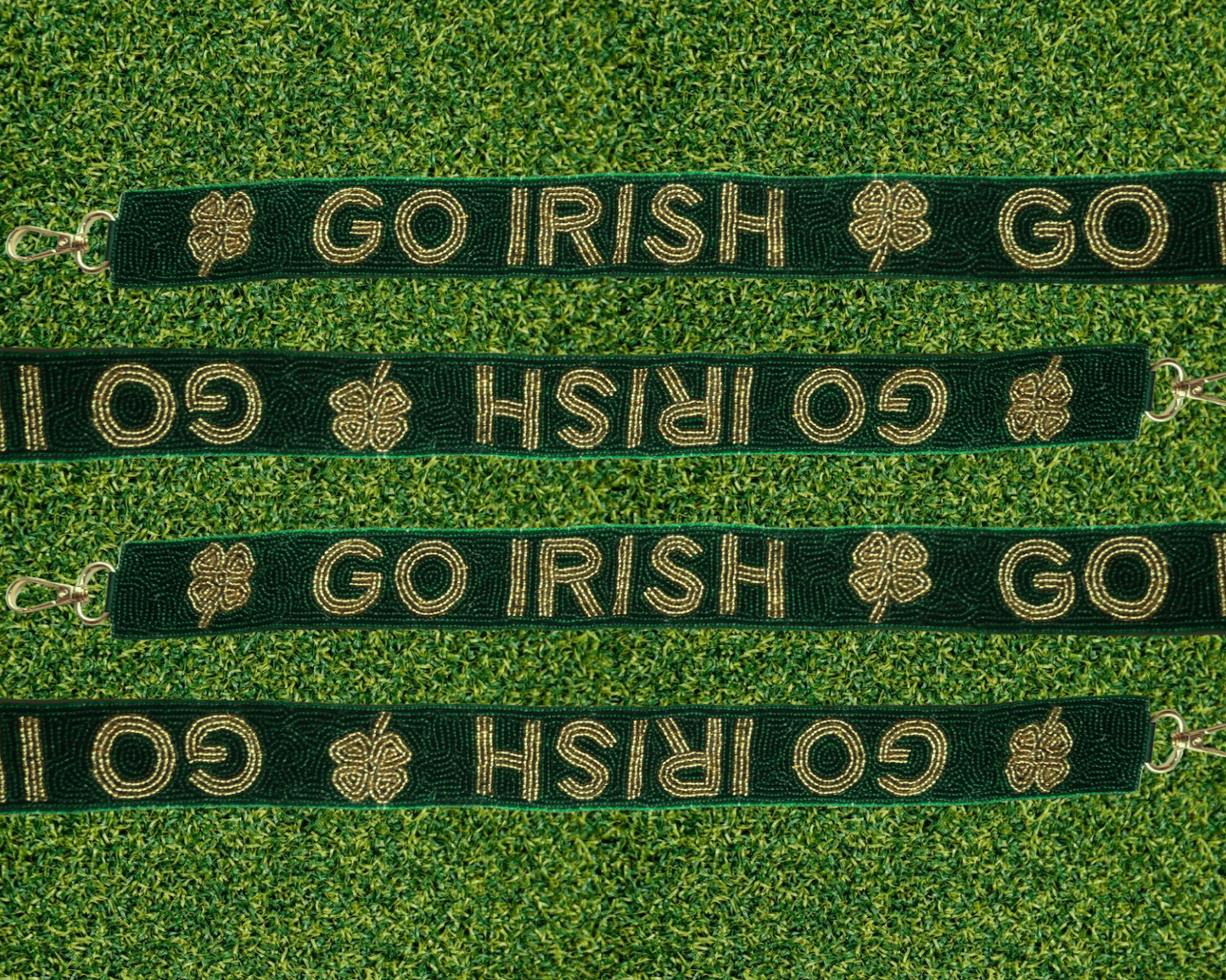 Notre Dame Green Beaded Purse Strap | Go Irish Game Day Bag Strap