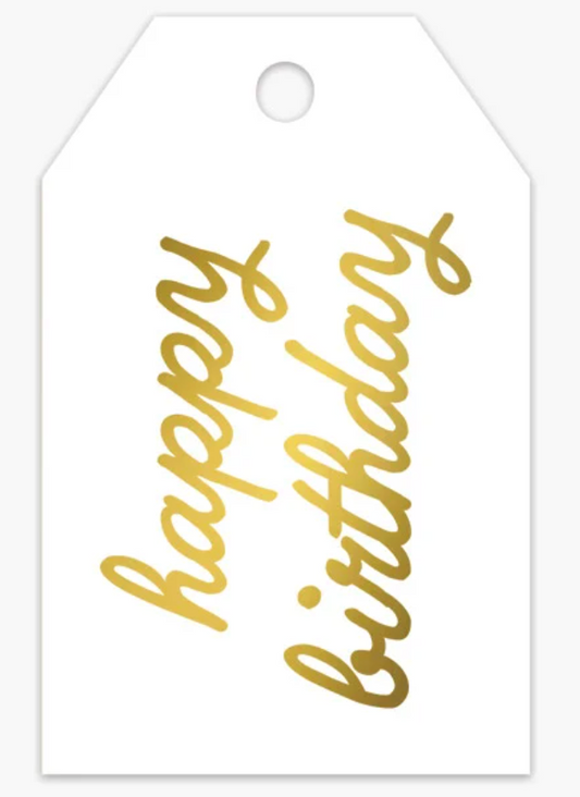 Happy Birthday Hang Tags in Gold