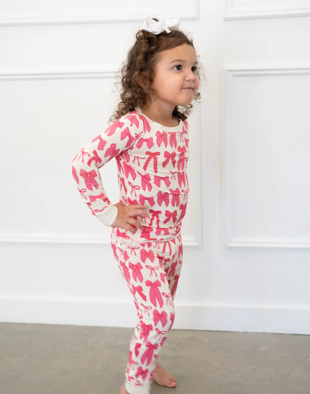 Hot Pink Bow | Two-Piece Pajama Set