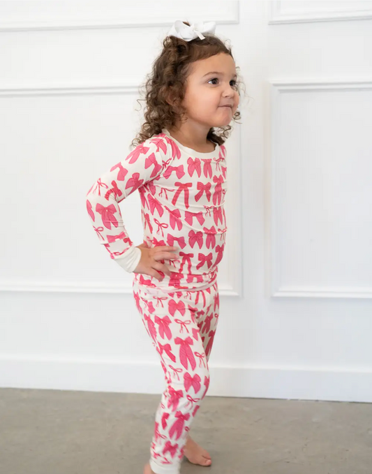 Hot Pink Bow | Two-Piece Pajama Set