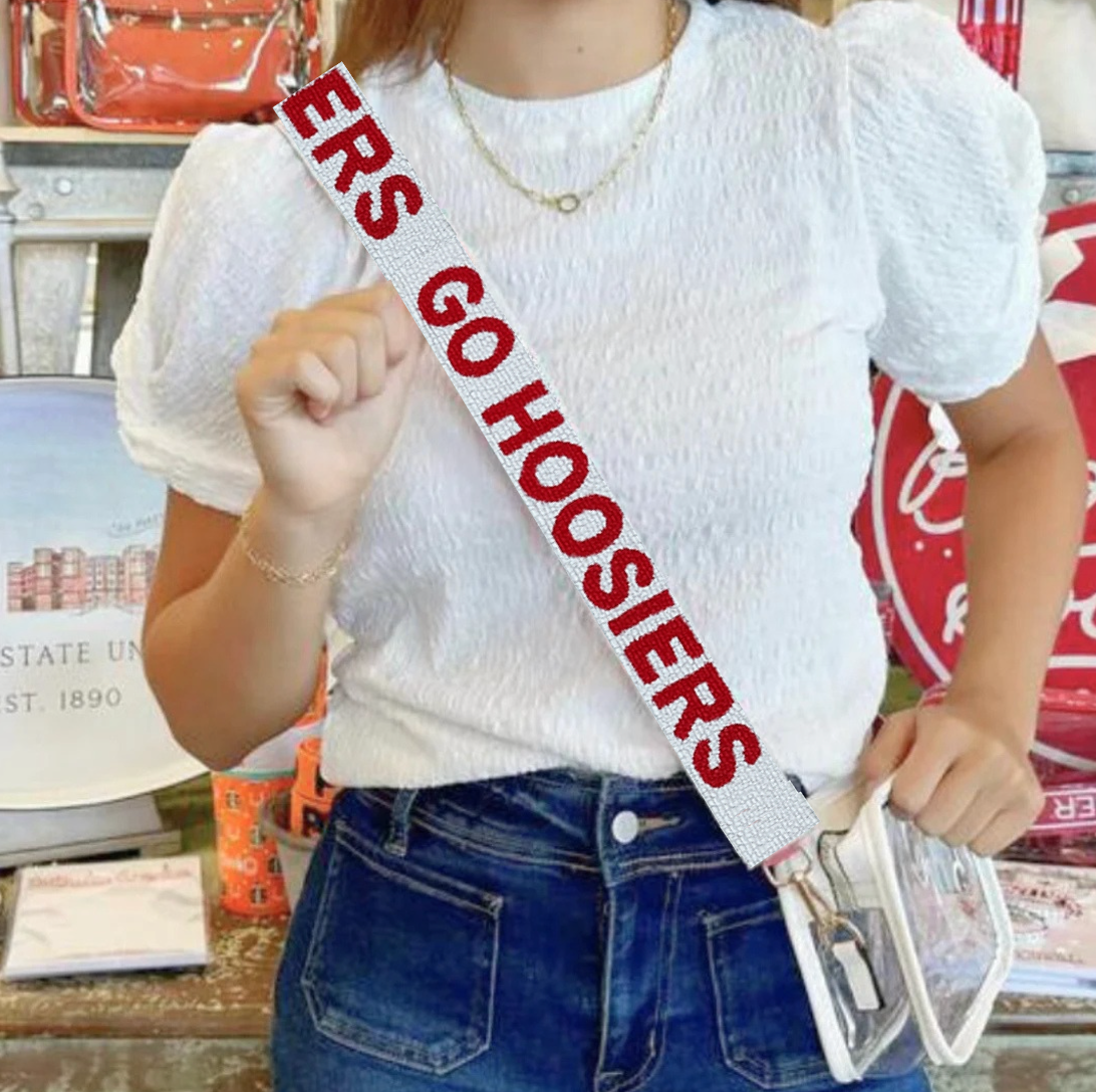 Indiana Beaded Purse Strap | Go Hoosiers White Game Day Bag Strap