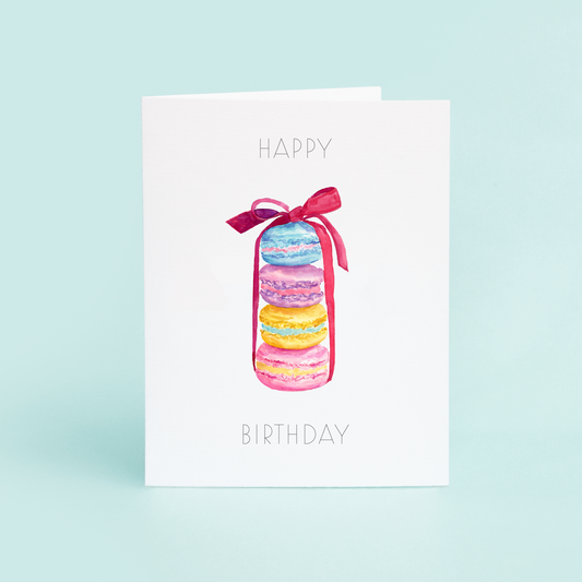 Macarons With Ribbon "Happy Birthday"