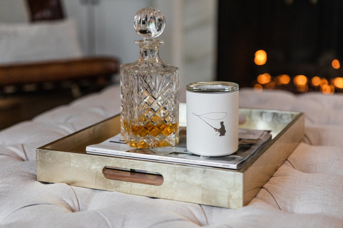 Limited Edition Fisherman Glass Lined Whiskey Glass in White