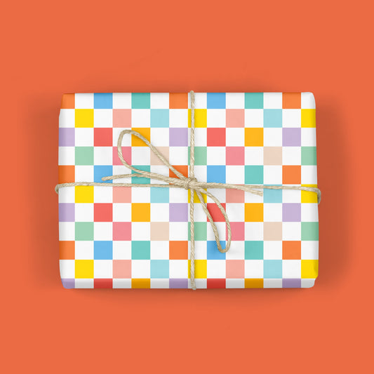 RAINBOW CHECKERBOARD Gift Wrap Sheets