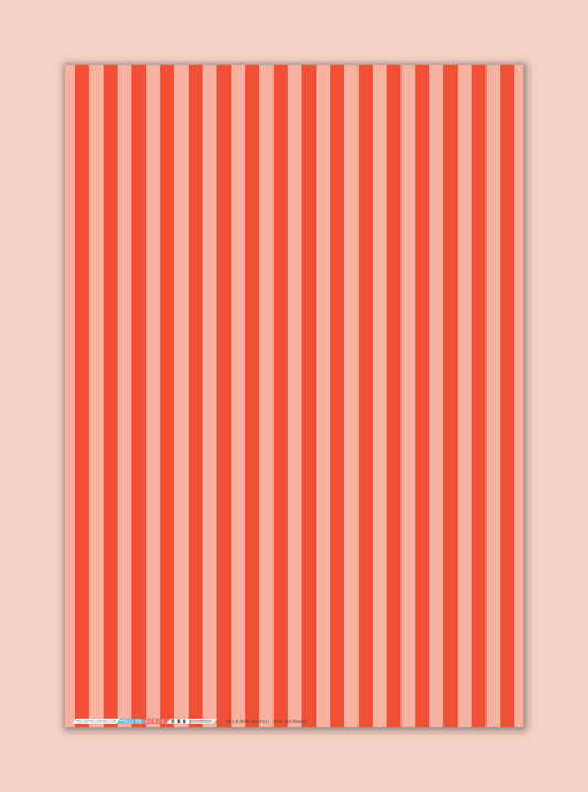 RED AND BLUSH STRIPE Gift Wrap Sheets