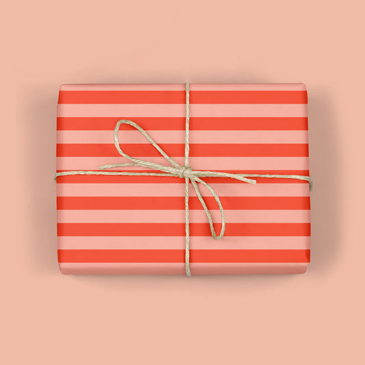 RED AND BLUSH STRIPE Gift Wrap Sheets