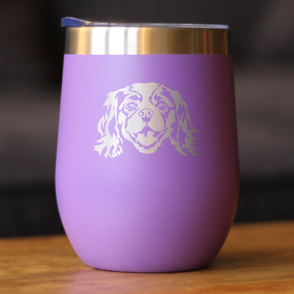 Cavalier King Charles Spaniel Face - Wine Tumbler