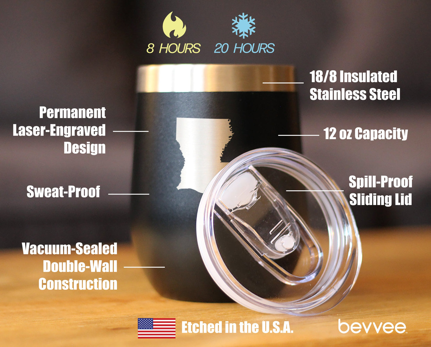 Louisiana State Outline - Wine Tumbler