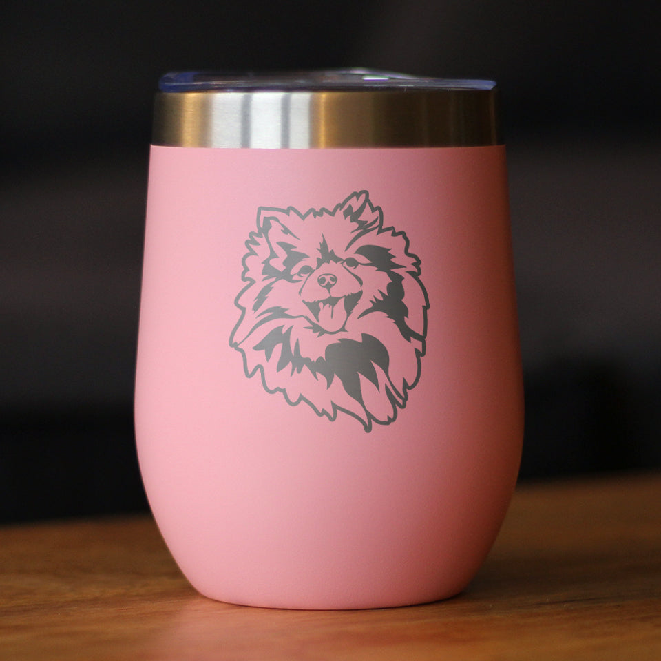 Pomeranian Face - Wine Tumbler
