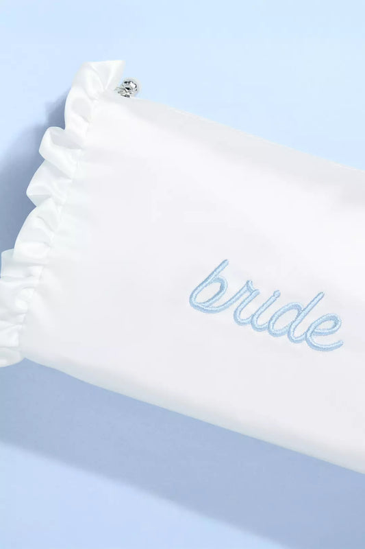 Embroidered Bride Satin Cosmetic Bag
