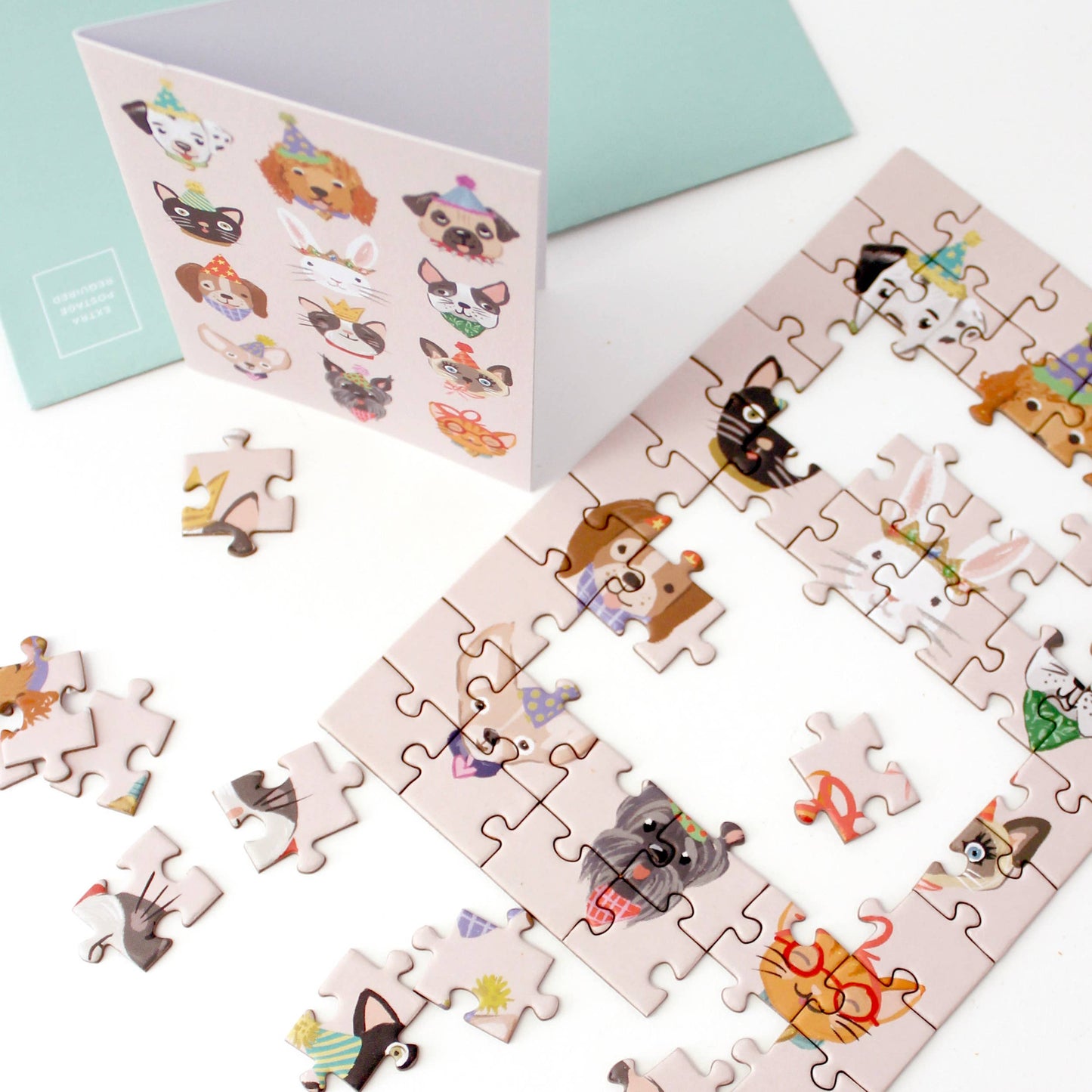 Puzzle Greeting Card - Party Animals