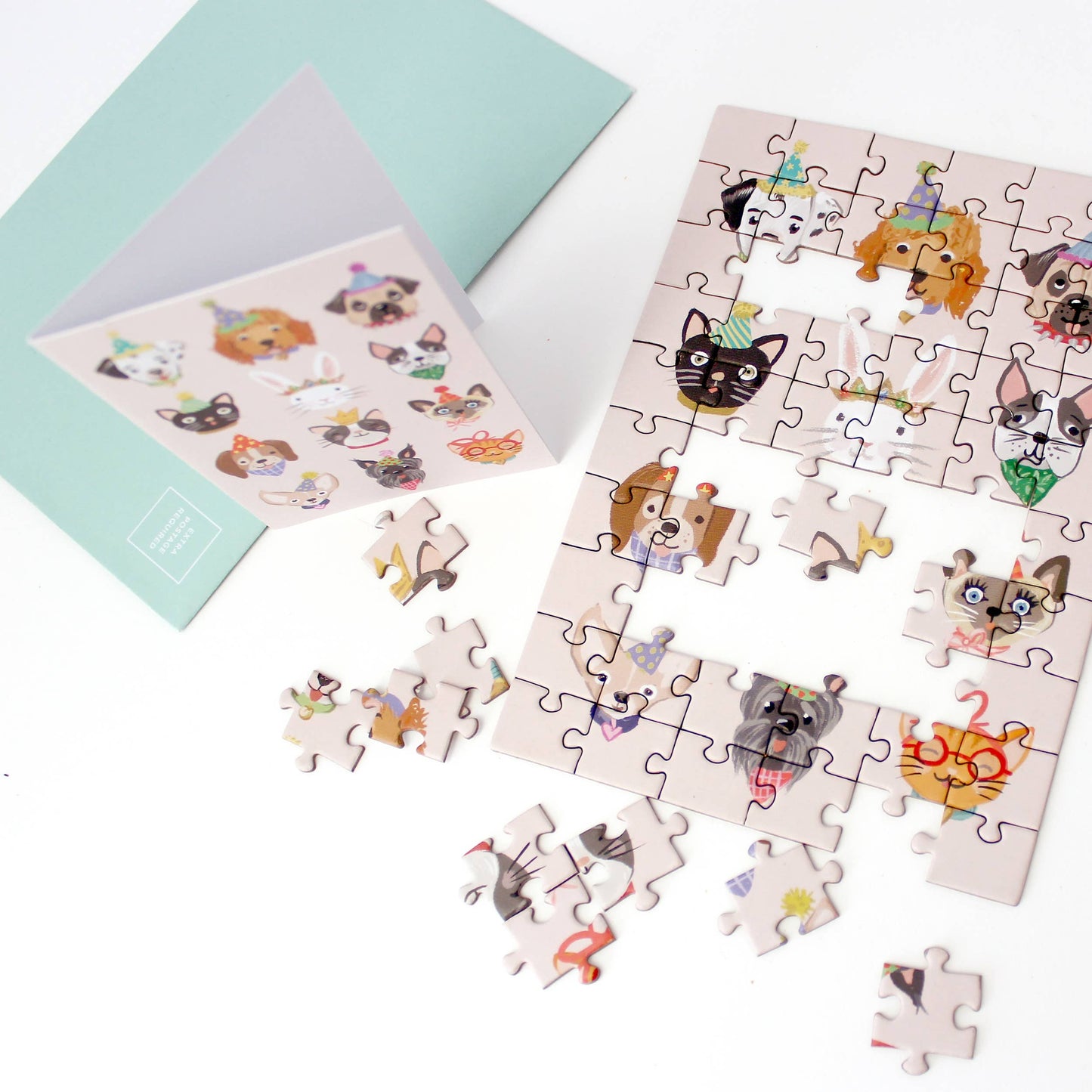 Puzzle Greeting Card - Party Animals