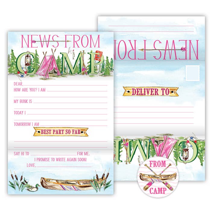 Handpainted "News From Camp" Pink Tent Fold 'N Seal
