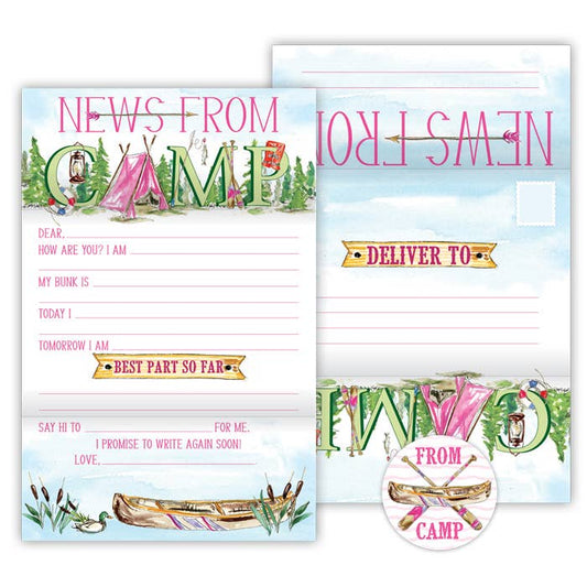Handpainted "News From Camp" Pink Tent Fold 'N Seal