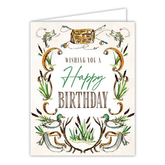 "Wishing you Happy Birthday" Fishing & Hunting Greeting Card