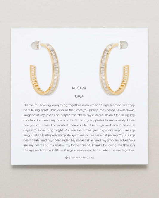 Mom Baguette Maxi Hoop Earrings