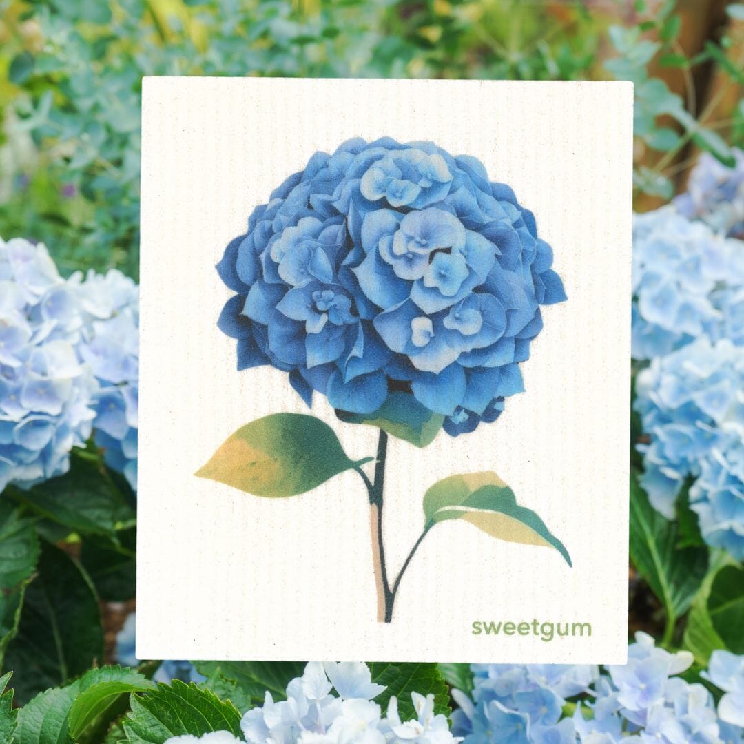 Blue Hydrangea Flowers Swedish Dishcloth | Summer