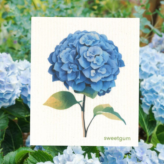 Blue Hydrangea Flowers Swedish Dishcloth | Summer