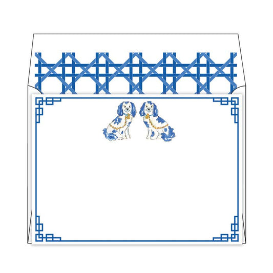 Handpainted Blue Staffordshire Dogs Stationery Set