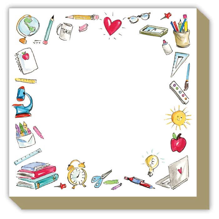 Handpainted School Icon Border Luxe Notepad