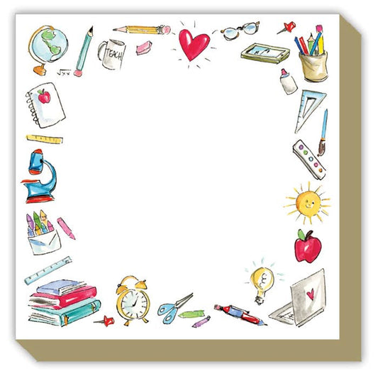 Handpainted School Icon Border Luxe Notepad