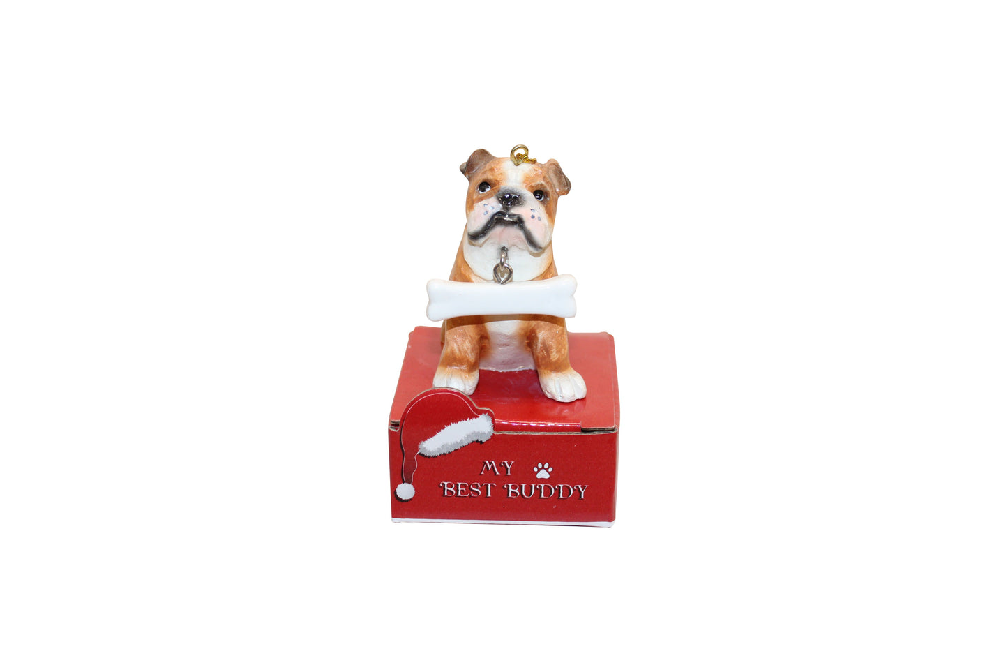 Bulldog with Bone Ornament