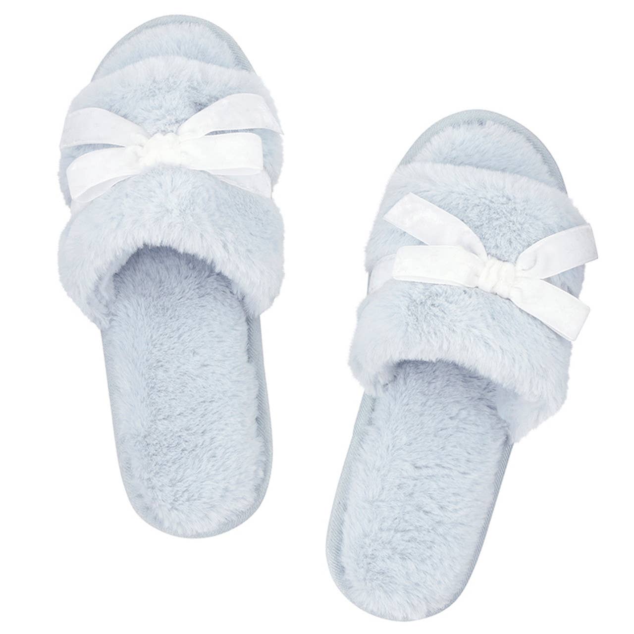 Plush Slippers - Spa Blue + Ivory Velvet