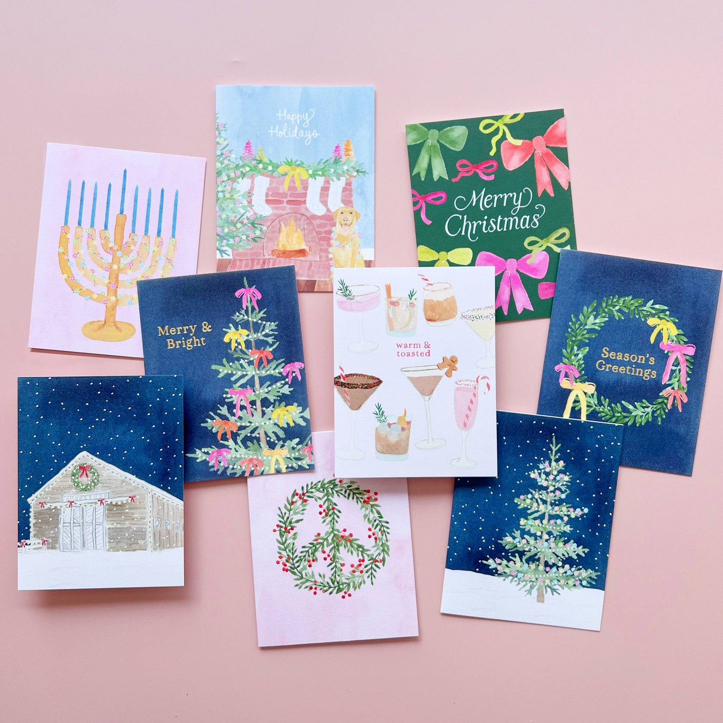 Season's Greetings Holiday Wreath Greeting Card | Gold Foil