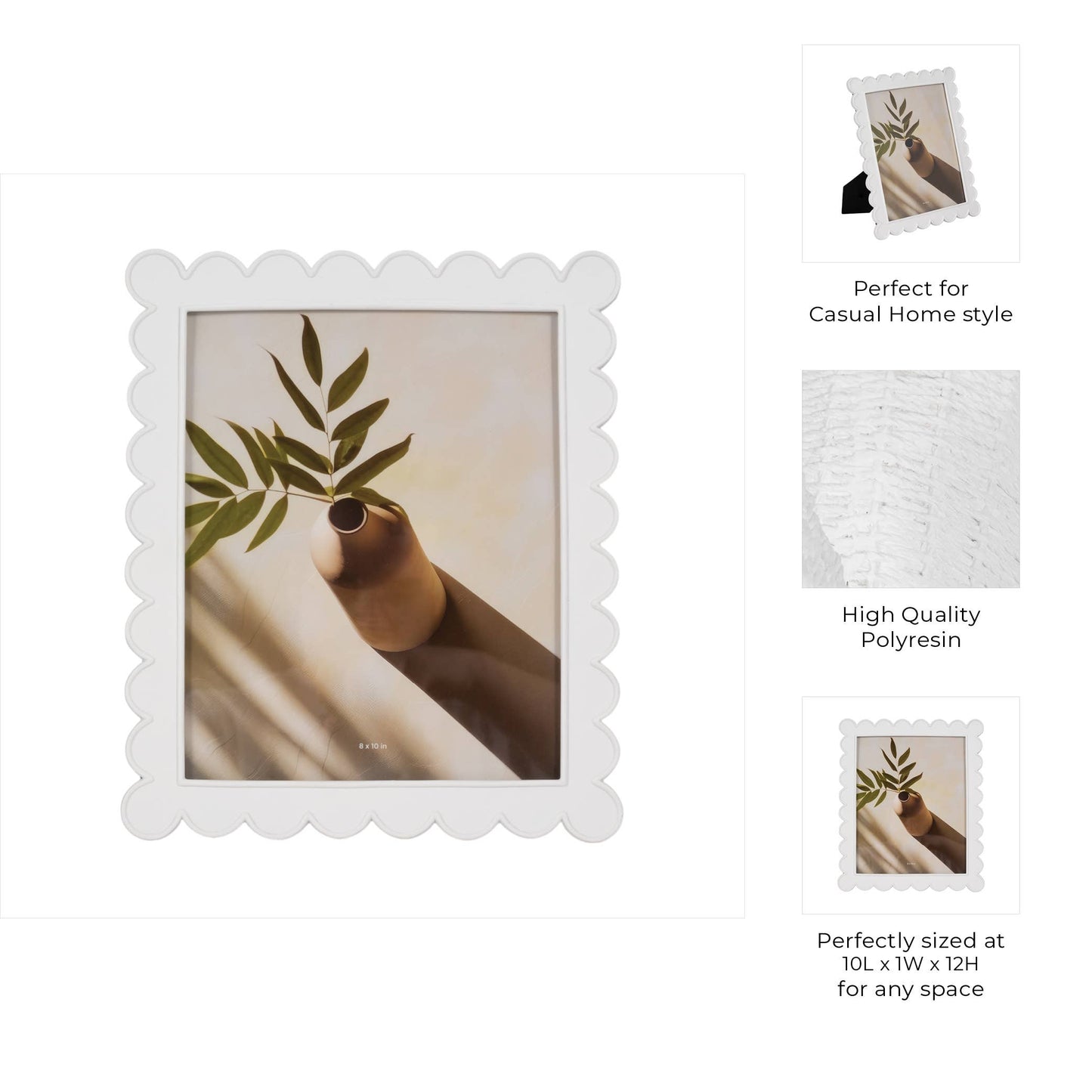 Resin Scallop Edge Decorative Photo Frame - White, 8x10 in.